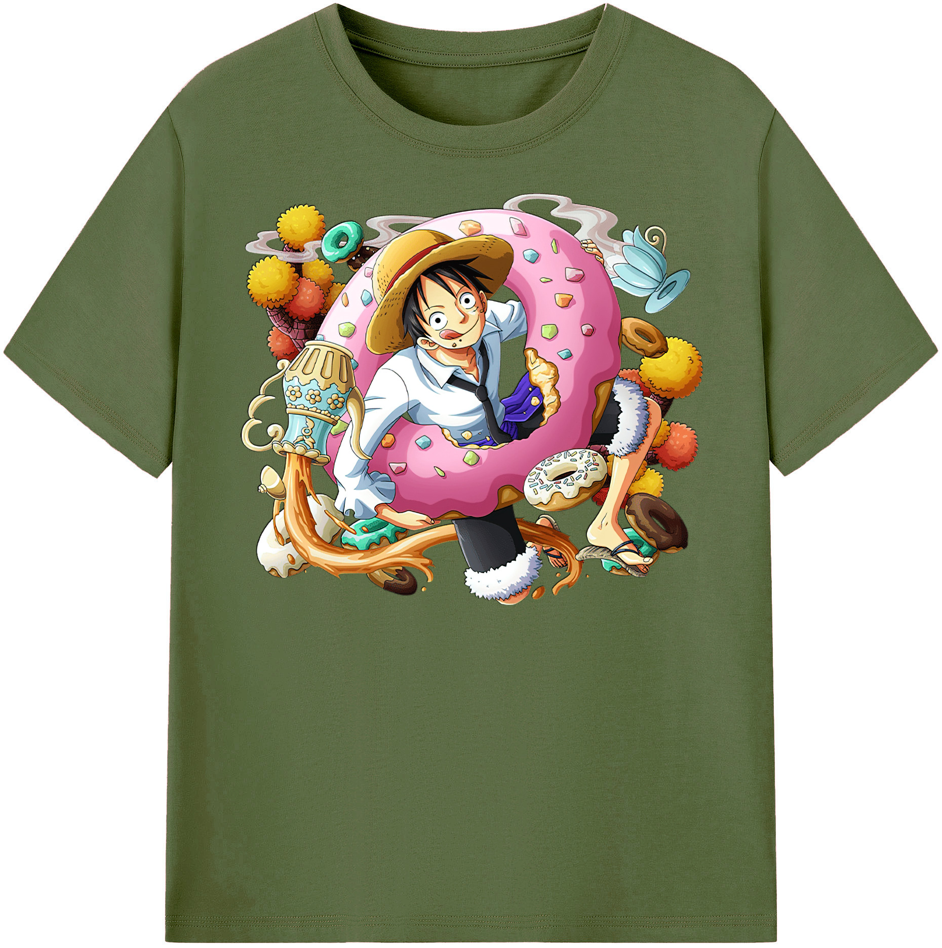 ワンピース モンキー・D・ルフィ ONE PIECE Monkey D. Luffy 綿100％半袖Tシャツ（フロントプリント）